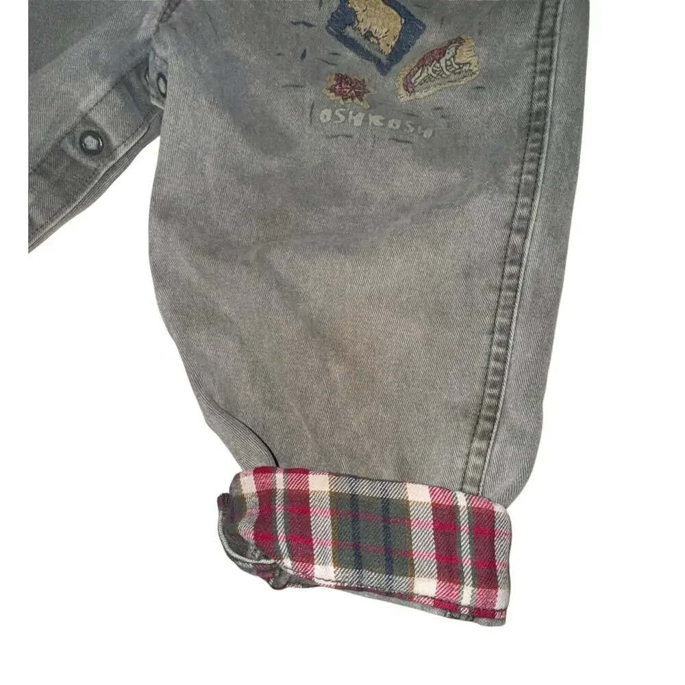 Vintage Y2K 90s Oshkosh Overalls Vestbak Patchwork Plaid Denim 24‎ Months Bear